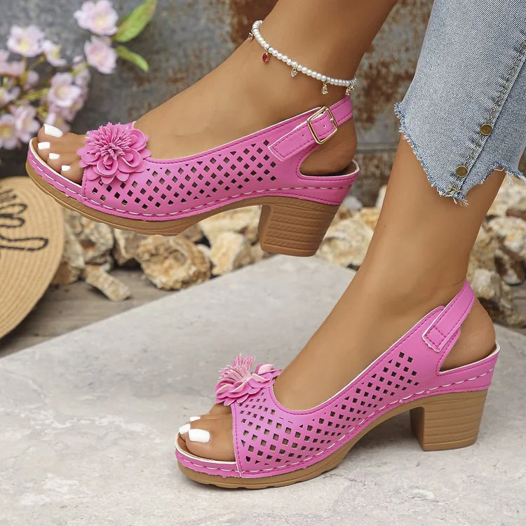Women's Floral Cutout Slingback Sandals