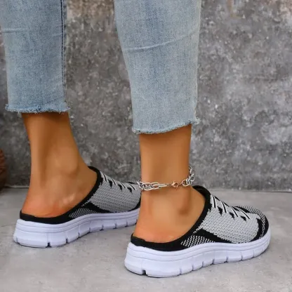 Women’s Slip-On Walking Mules with Breathable Air Mesh and Platform Rubber Outsole