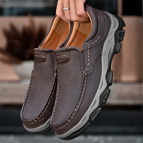 Men’s Orthopedic Walking Shoes Genuine Leather Slip On Loafers