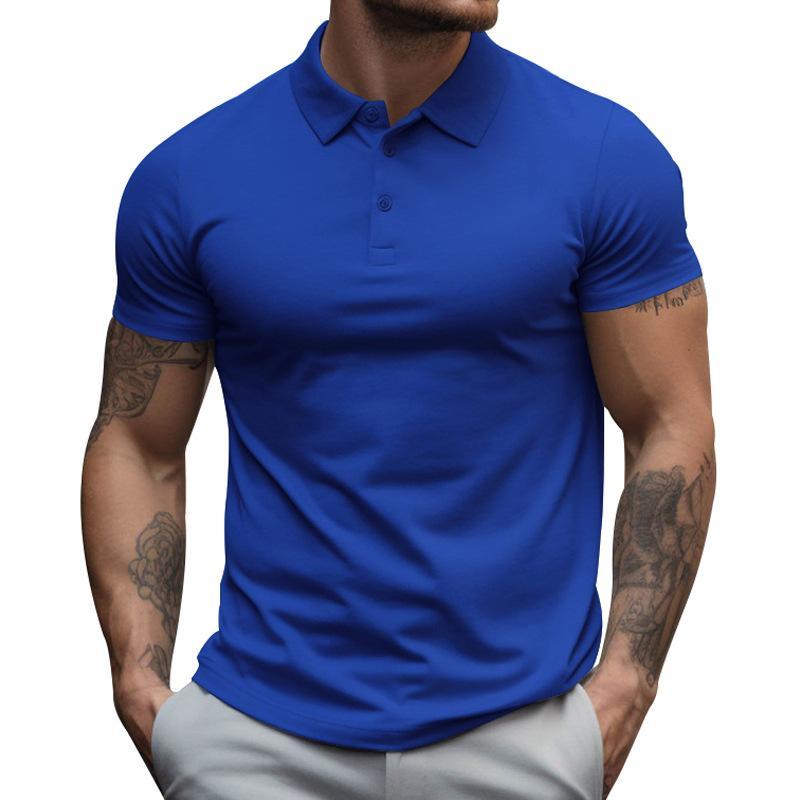 Men's Solid Slim Lapel Short Sleeve Casual Shirt
