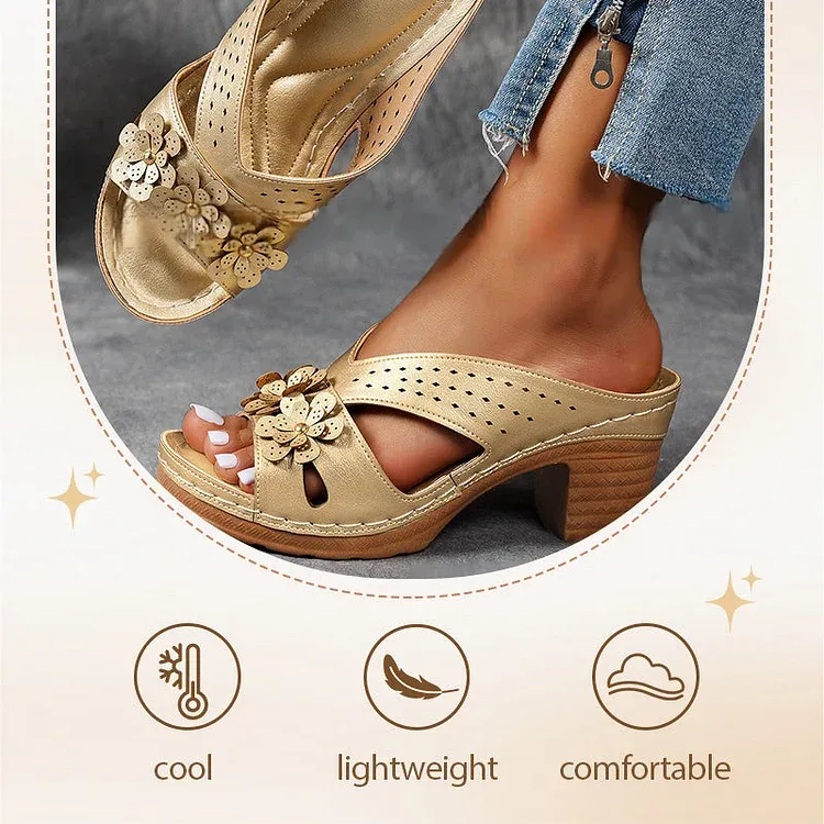 Flower Wedge Heel Women's Sandals