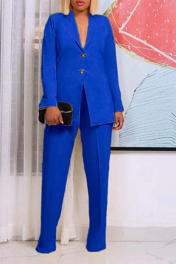Classic Lapel Collar Blazer & Pants Suit