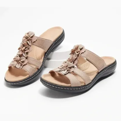 Leather Orthopedic Sandals For Women Soft Unique Flower Detail