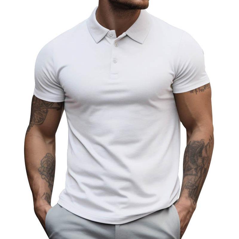 Men's Solid Slim Lapel Short Sleeve Casual Shirt