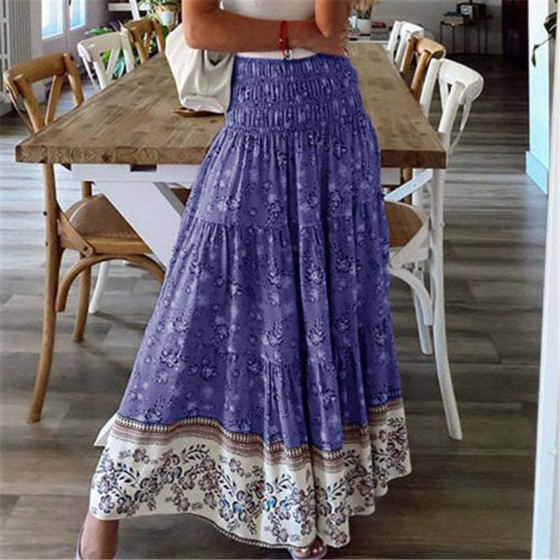 Clothing Printed skirt Casual skirt with high waist Long skirt 