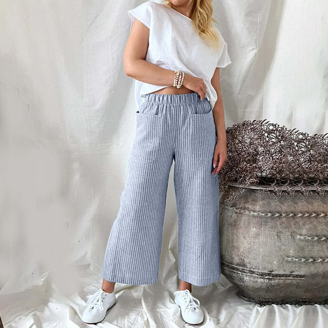 Eira - Casual Striped Trousers - Chic - Cotton - Everyday Wear