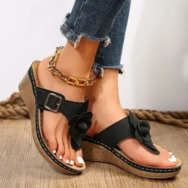 Women’s Floral Patterned Orthopedic Wedge Sandals – Lightweight, Breathable, Luxurious