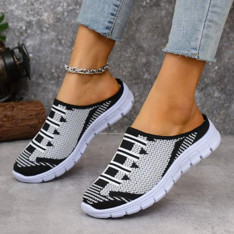 Women’s Slip-On Walking Mules with Breathable Air Mesh and Platform Rubber Outsole