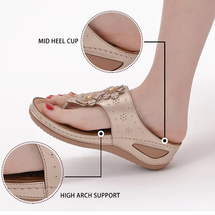 Women Orthopedic Sandal Arch Support Breathable Massage Anti Skid Flower Casual Sandal