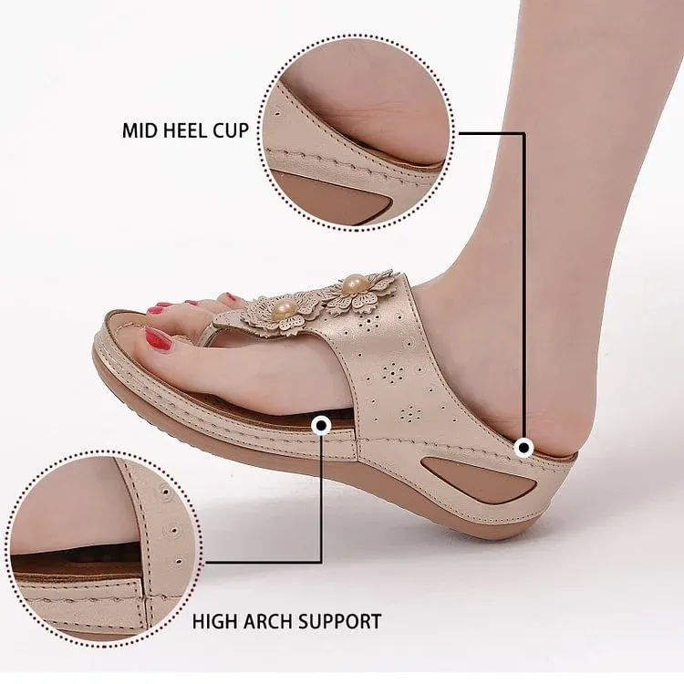 Women Orthopedic Sandal Arch Support Breathable Massage Anti Skid Flower Casual Sandal