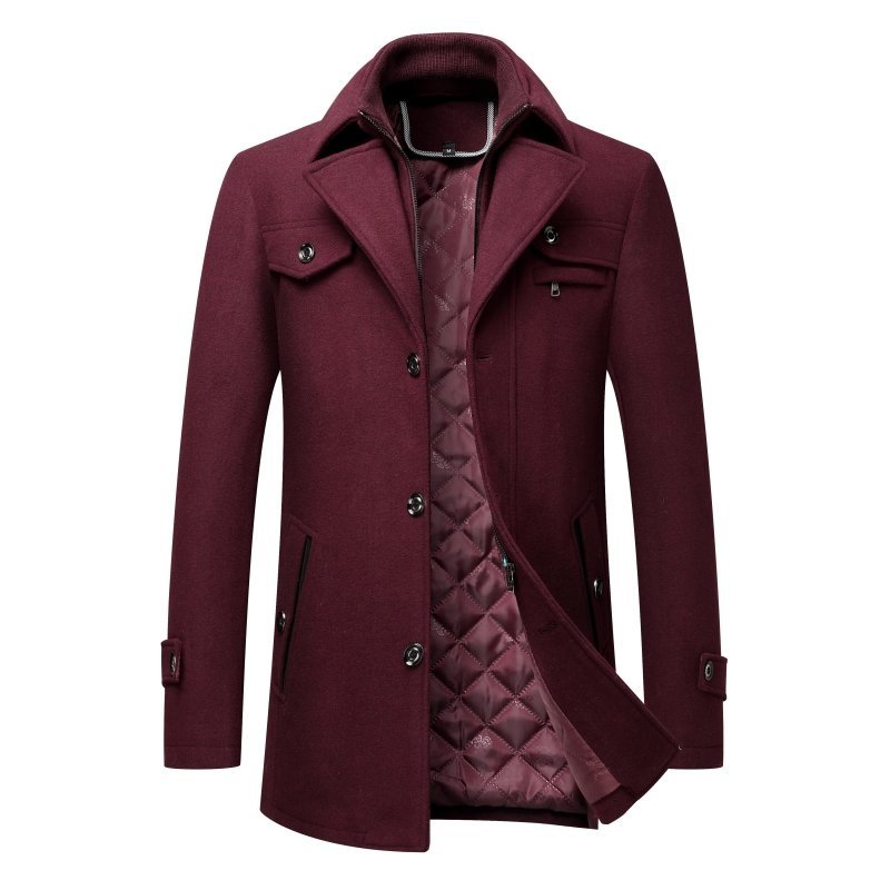 Autumn and Winter Double Collar Wool Overcoat