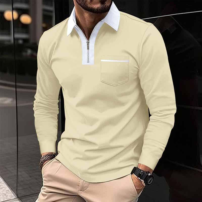 Men's Color Block Pocket Long Sleeve Shirt
