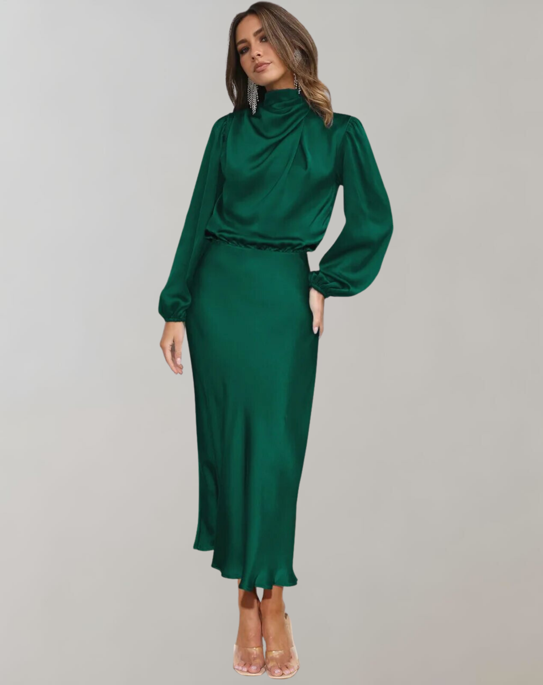 Delphina - Satin Sleeve Dress