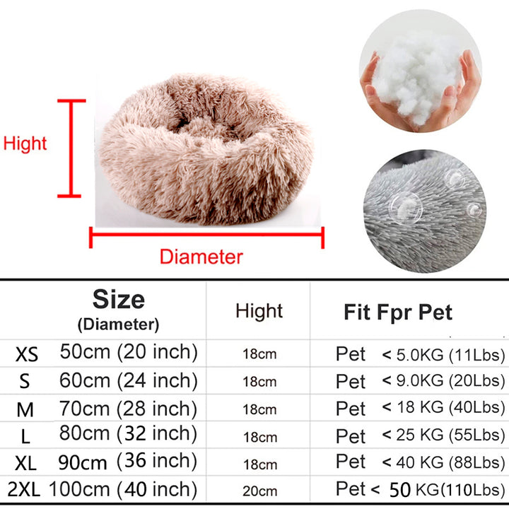 Calming Fluffy Cat Bed, Comfy Plush Pet Bed