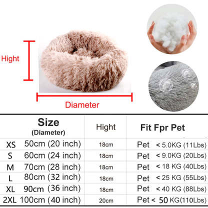 Calming Fluffy Cat Bed, Comfy Plush Pet Bed