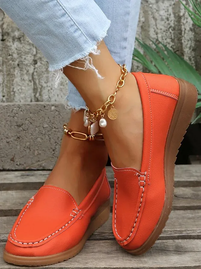 Plain Color Casual Loafers Flats