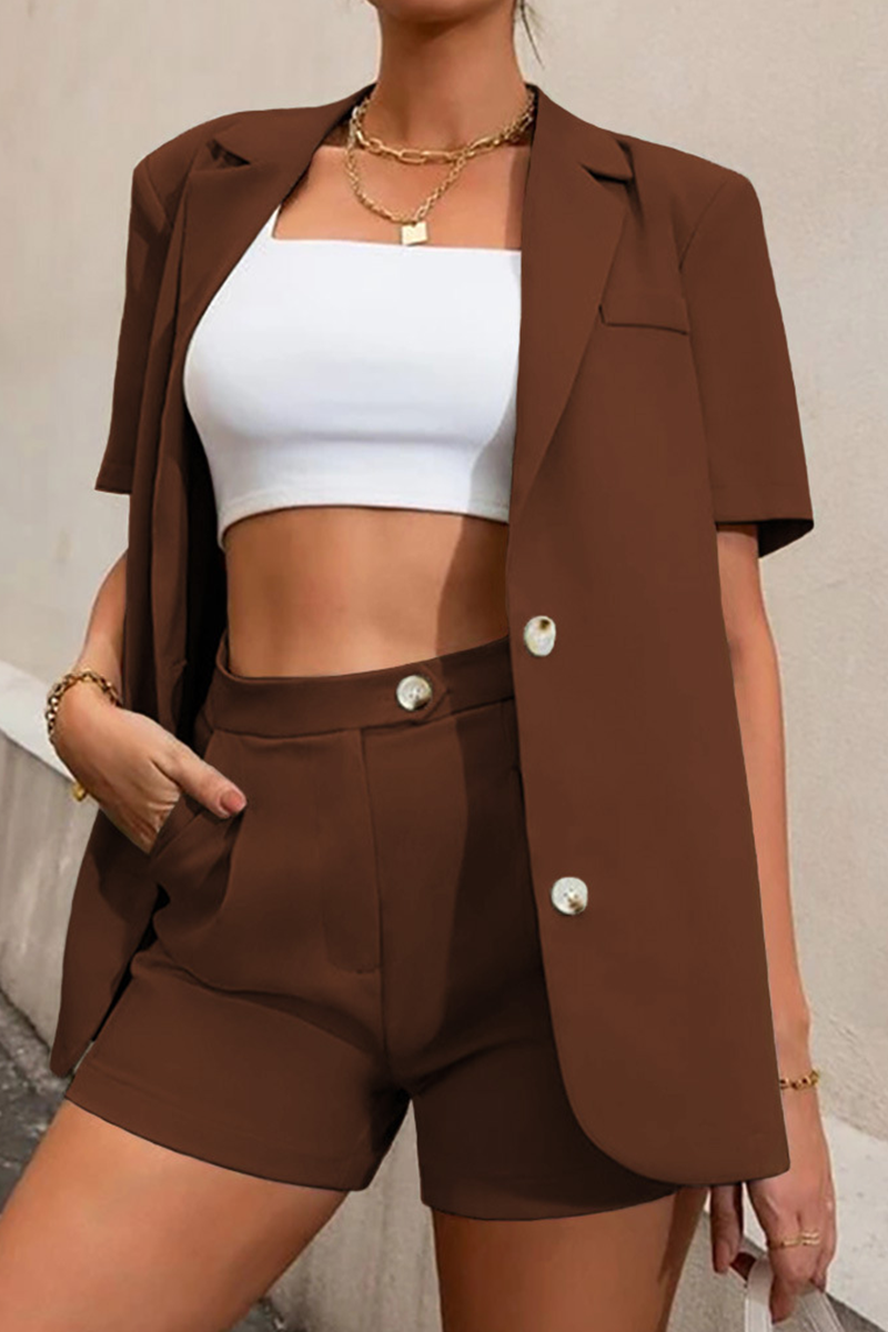 Renata - casual short sleeved blazer shorts set