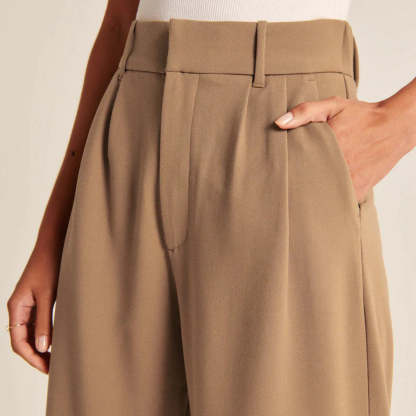 Lottie - Loose High Waist Trousers - Casual - Cotton - Everyday Wear