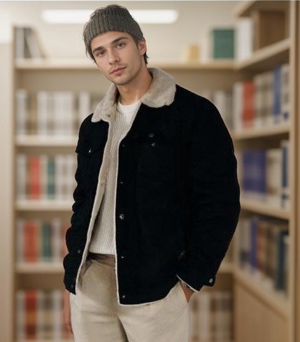 Men Fleece-Lined Cotton Cargo Casual Jacket