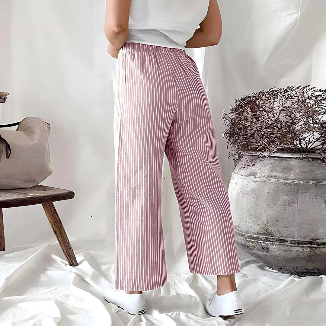 Eira - Casual Striped Trousers - Chic - Cotton - Everyday Wear