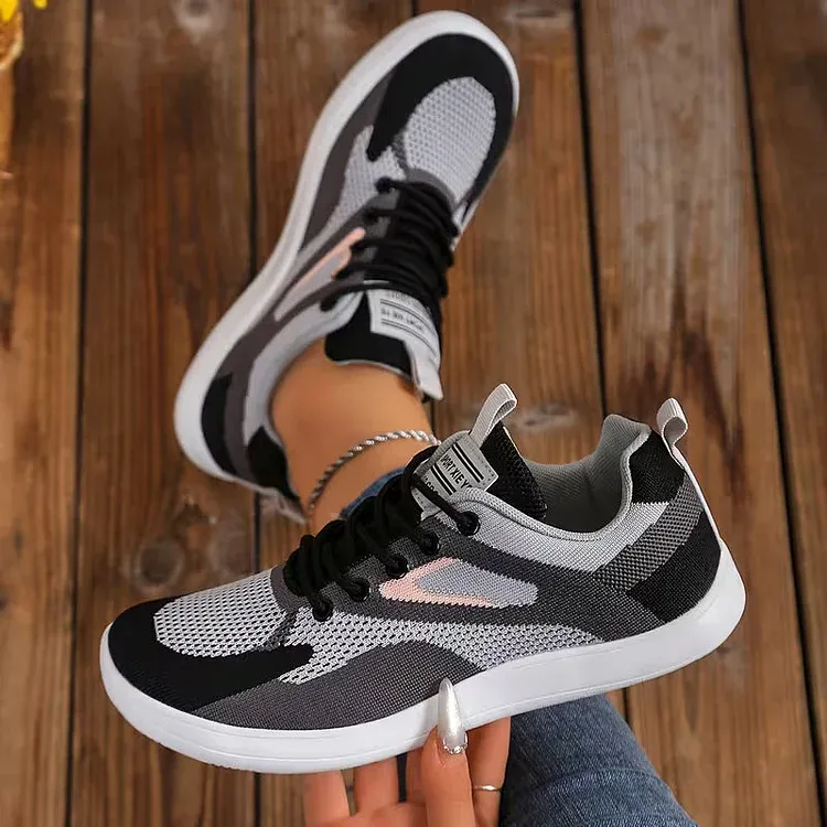 Women's Casual Lace-Up Sneakers with Breathable Upper