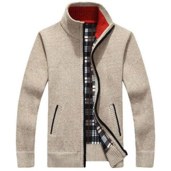 Autumn and Winter Zipper Sweater Men's Warm Knit Coat