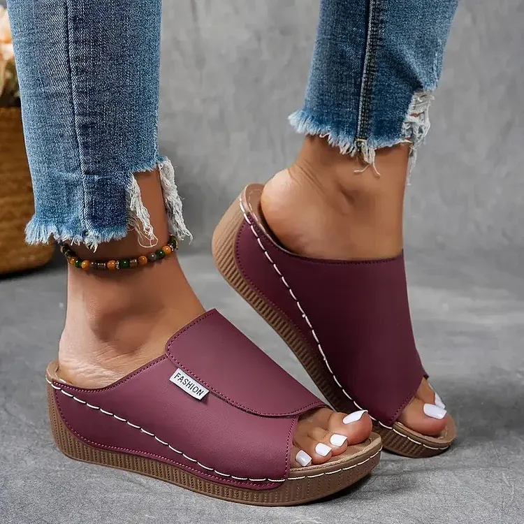 Comfortable Arch Support Slides Women’s Solid Color Sandals