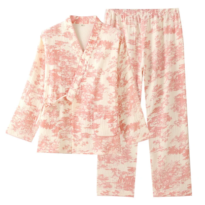 Refresh Cotton Gauze Kimono Pajama Set