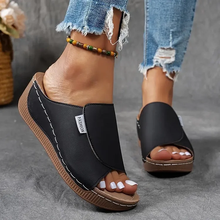 Comfortable Arch Support Slides Women’s Solid Color Sandals