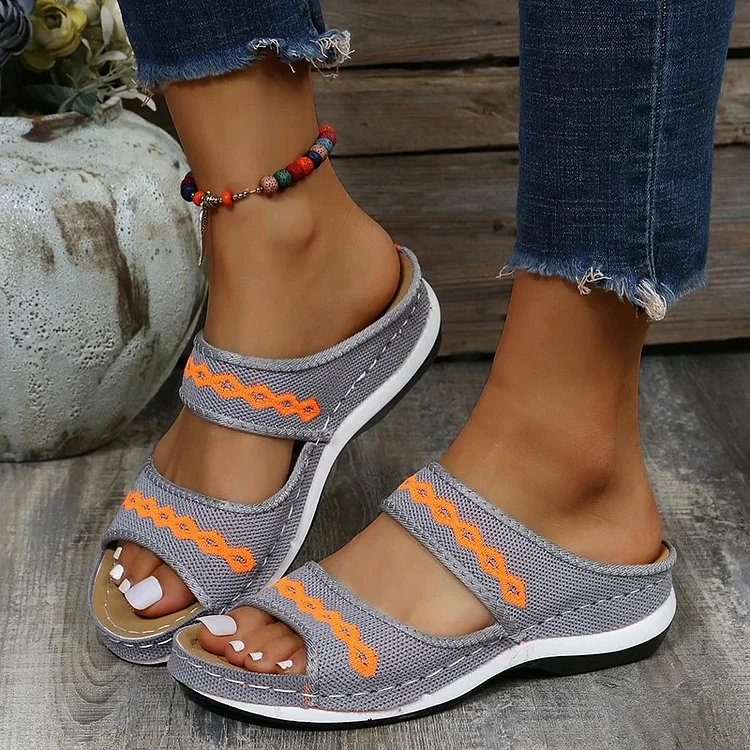 Leather Orthopedic Arch Support Sandals Diabetic Walking Cross Sandals