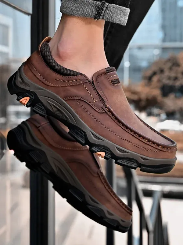 Men’s Orthopedic Walking Shoes Genuine Leather Slip On Loafers