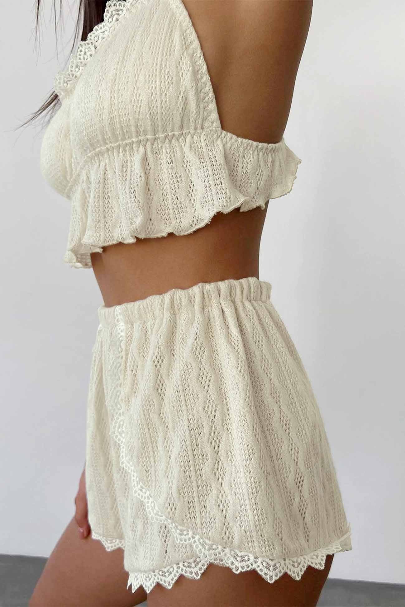 Jella - lace cami top shorts loungewear set