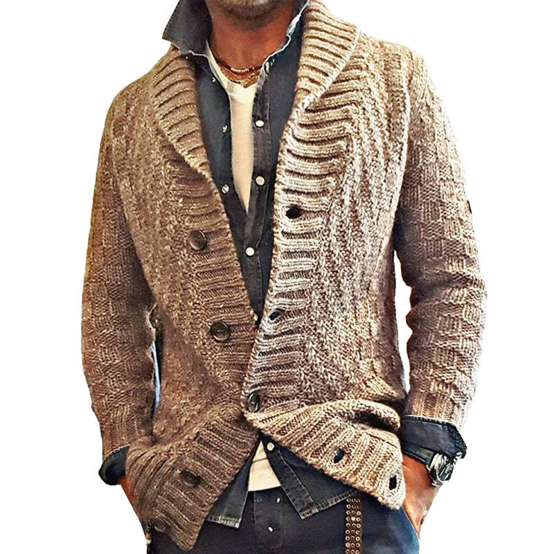 MEN'S VINTAGE LAPEL KNIT CARDIGAN JACKET
