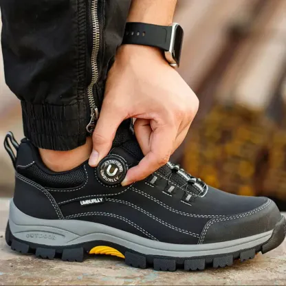 Men's Steel Toe Safety Shoes Microfiber Leather Puncture Proof Non-Slip Work Sneakers