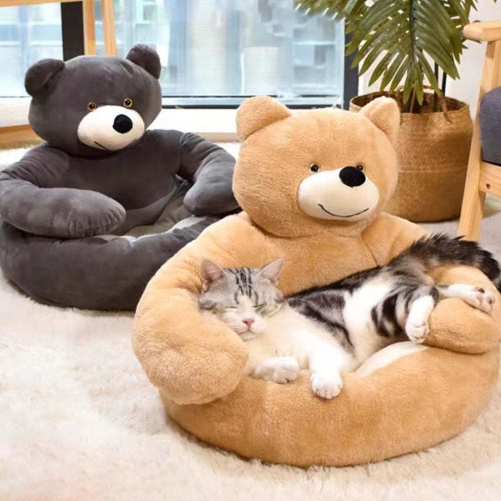 Cute Detachable Cuddle Teddy  Bear Cat Bed