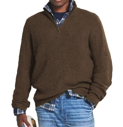 Men's cashmere business casual jumper with zip fastening