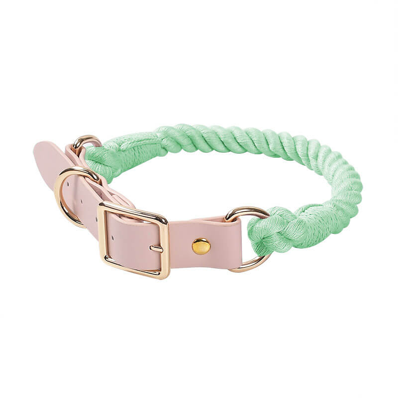 Handwoven Leather Fashion No Pull Dog Collar And Lead