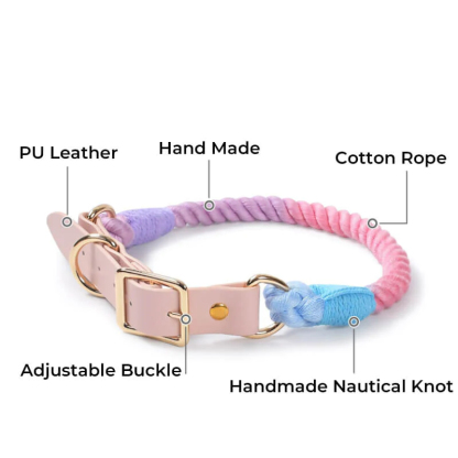 Handwoven Leather Fashion No Pull Dog Collar And Lead