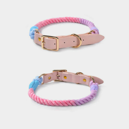 Handwoven Leather Fashion No Pull Dog Collar And Lead