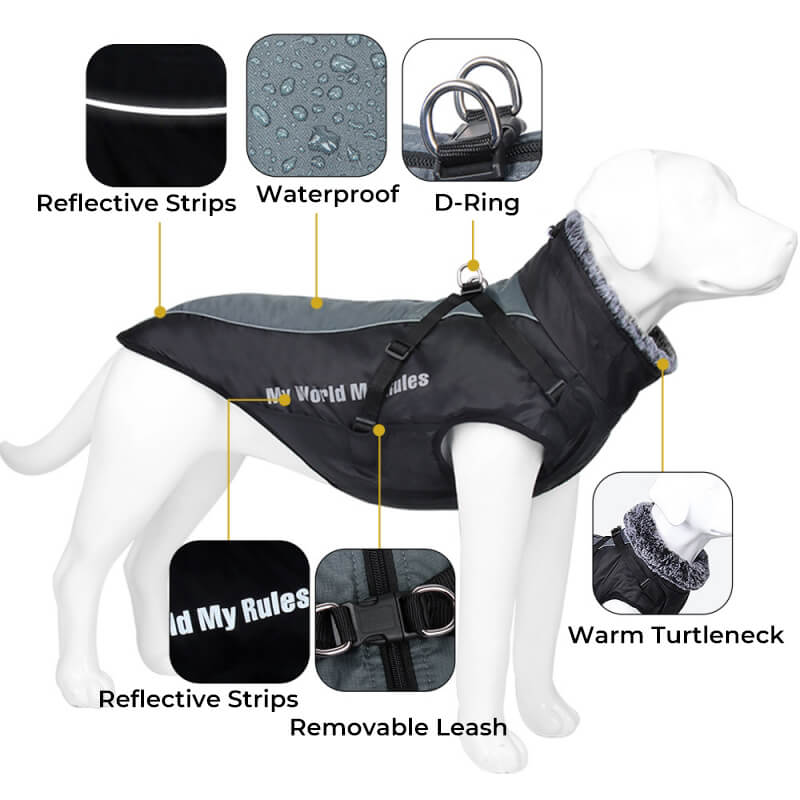 High Collar Warm Dog Jacket Thickened Dog Cotton Coat
