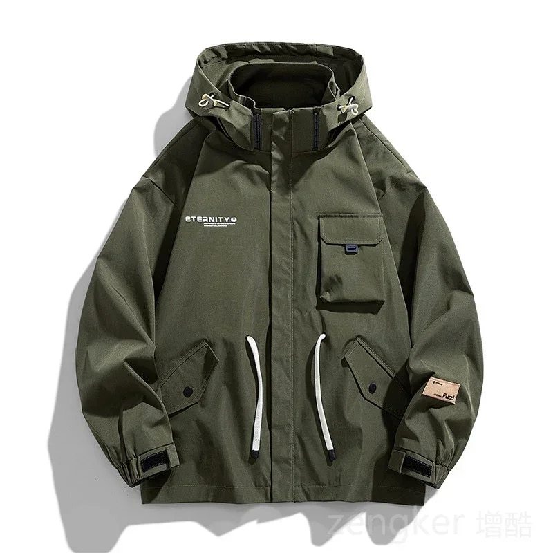 Multi-Pocket Hooded Workwear Jacket