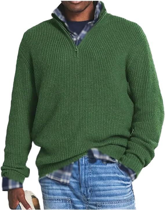 Men's cashmere business casual jumper with zip fastening