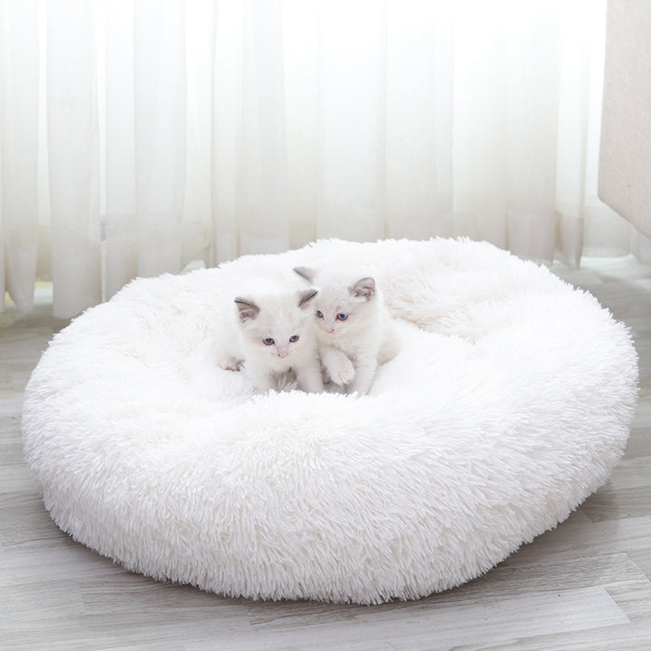 Calming Fluffy Cat Bed, Comfy Plush Pet Bed
