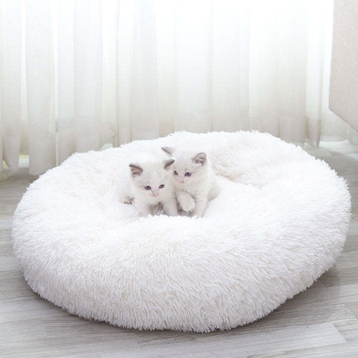 Calming Fluffy Cat Bed, Comfy Plush Pet Bed