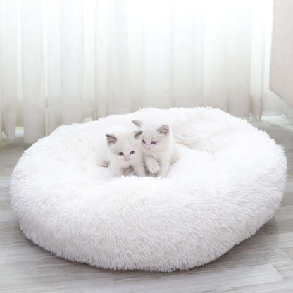 Calming Fluffy Cat Bed, Comfy Plush Pet Bed