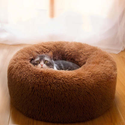 Calming Fluffy Cat Bed, Comfy Plush Pet Bed