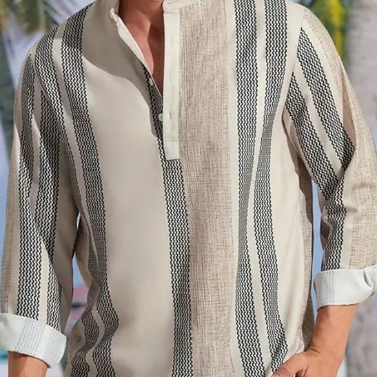 Long-Sleeved V-Neck Stripes