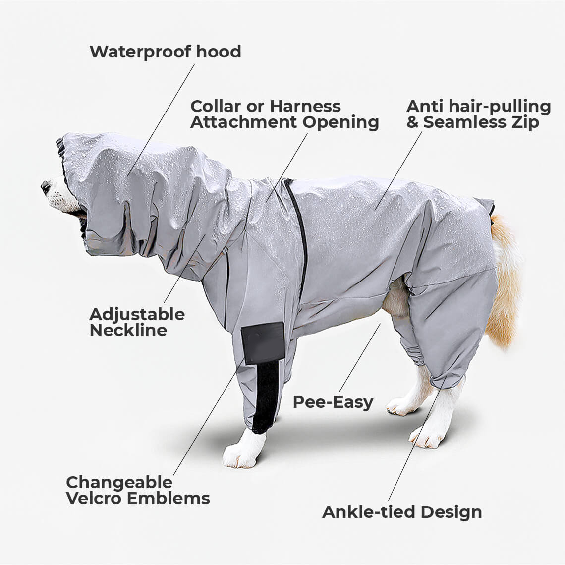 Reflective All-weather Waterproof Space Coat Dog Rain Coat