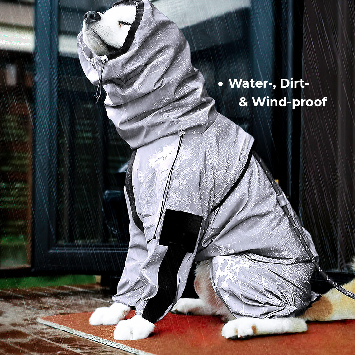 Reflective All-weather Waterproof Space Coat Dog Rain Coat