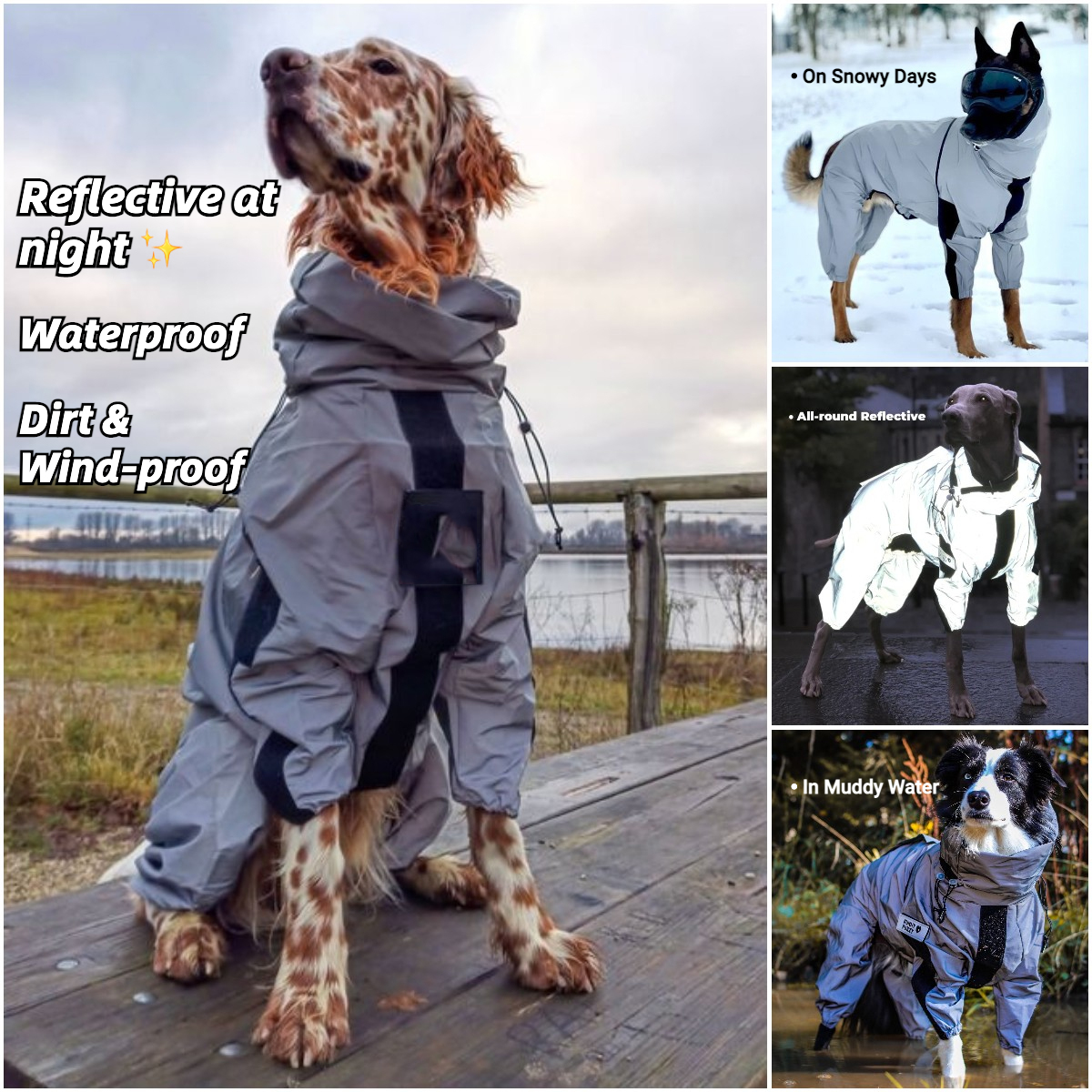 Reflective All-weather Waterproof Space Coat Dog Rain Coat